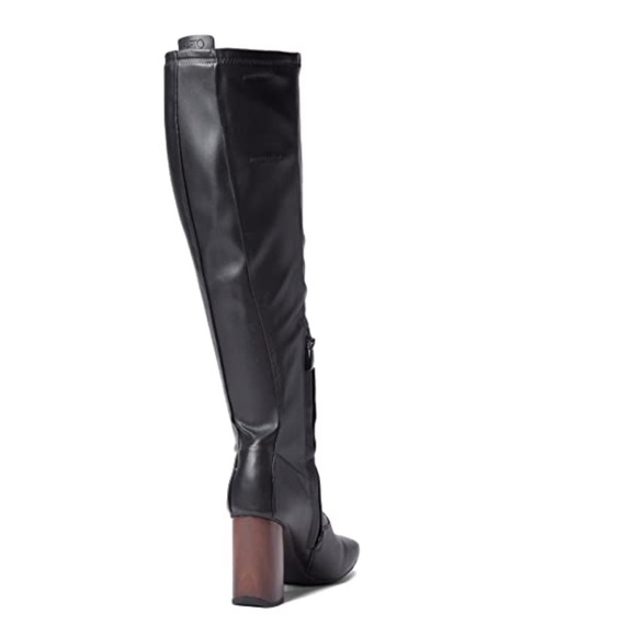 FRANCO SARTO Borne Black Faux Leather Wide-Calf Boots Size 8 - Picture 11 of 12